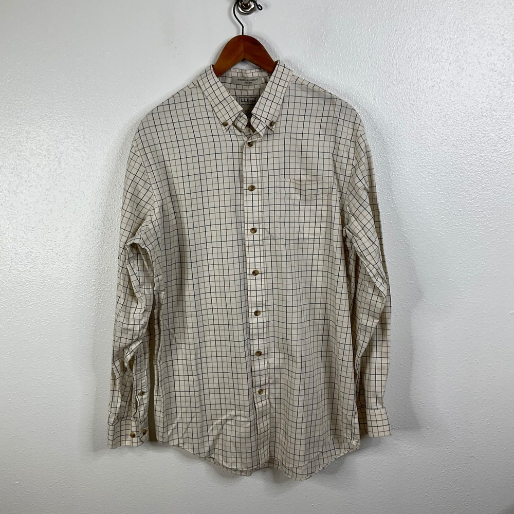 L.L. Bean Check Long‎ Sleeve Button Down Shirt Size Large Tall